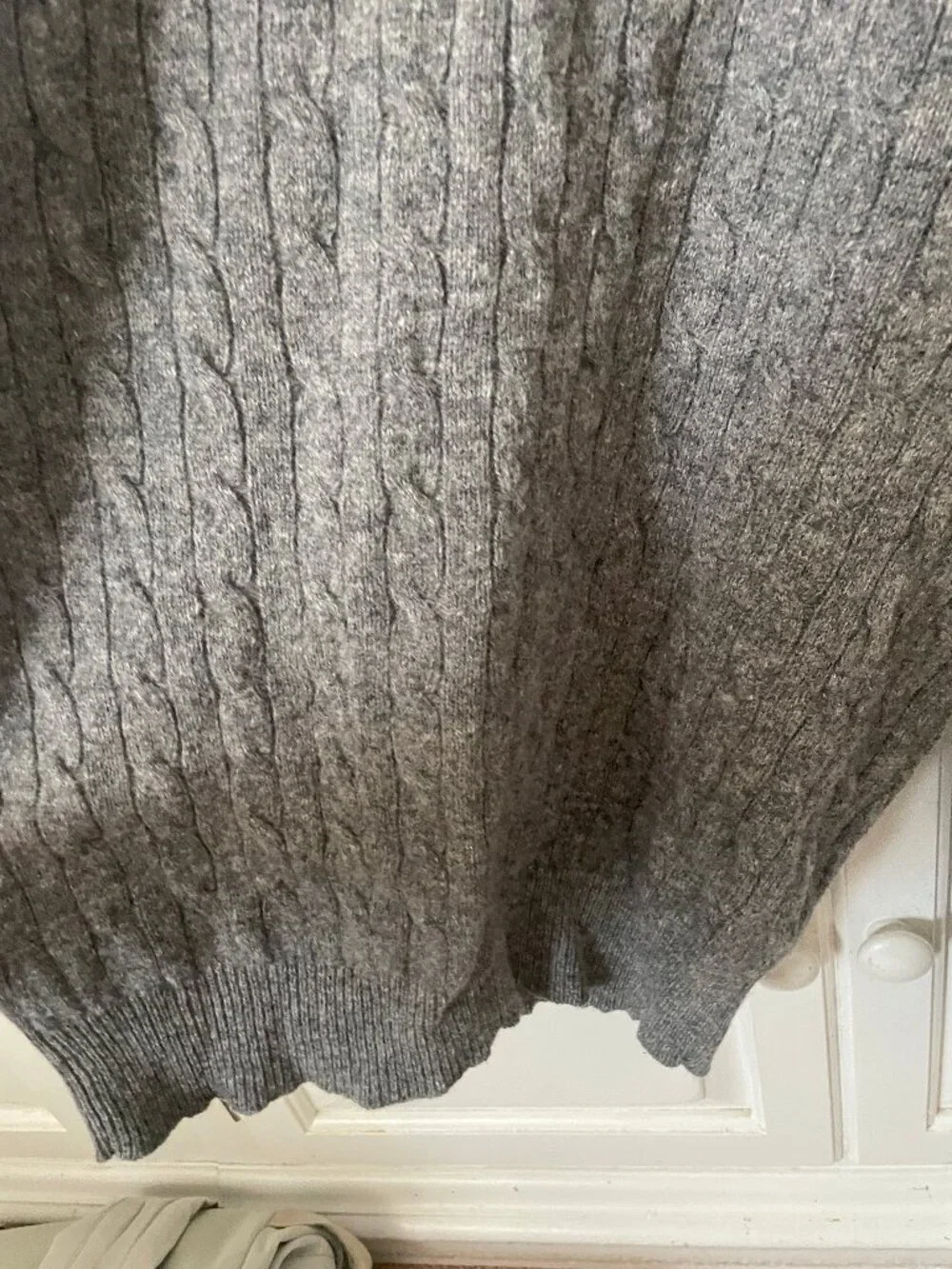 J.Crew factory lambswool mens crewneck gray cable knit sweater M *DESCRIPTION*